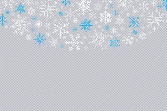 Icy Snowflake Crystal Winter Frame with Frost Texture and Transparent Snowflake Border for Holiday and Christmas Design