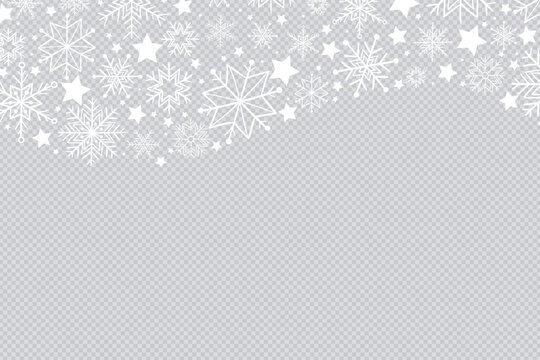 Icy Snowflake Crystal Winter Frame with Frost Texture and Transparent Snowflake Border for Holiday and Christmas Design