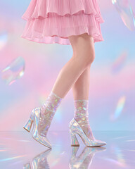 Elegant female legs in heels surreal dance