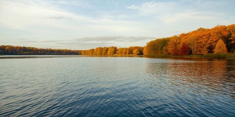 Serene lake with autumn trees