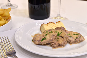 Scaloppine di vitello or veal escalopes is typical food from Milan and Lombardy region in Italy