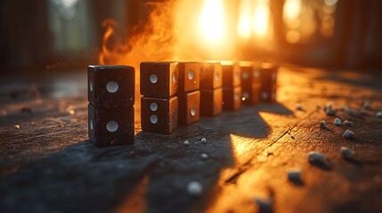 Stacked Dice Warm Light Haze.