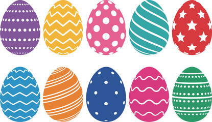 Colorful decorated Easter eggs set for spring holiday celebration