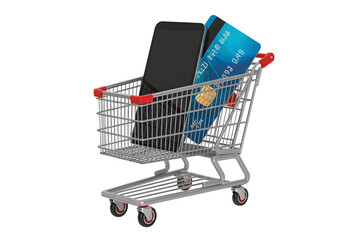 Shopping Cart with Credit Card and Tablet for Online Shopping
