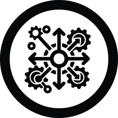 Fototapeta premium Silhouette abstract connection of gears and arrows in circle illustration vector