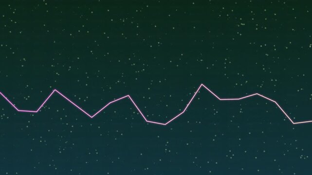 Dynamic pink graph fluctuations against a dark green starry night sky
