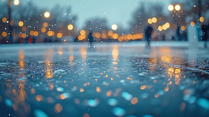 Winter park ice skating bokeh.
