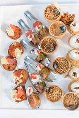 Traiteur de mariage, cocktails, toasts, petits-fours, mini burgers, verrines