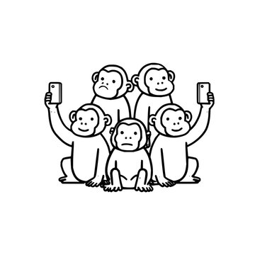 Monkeys Taking Selfies with Smartphones