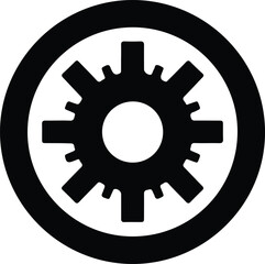 Silhouette of a mechanical gear inside a circle illustration vector