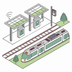 Naklejka premium Modern train station with solar panels
