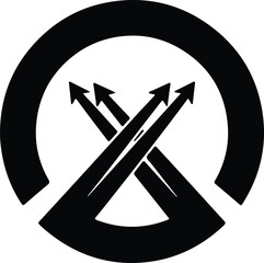 Silhouette of arrows pointing outward from circle illustration vector