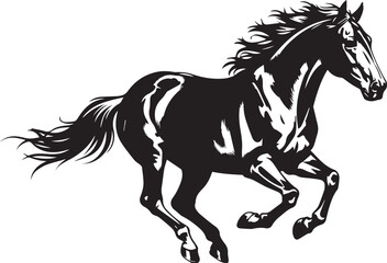 Fototapeta premium Majestic black horse galloping with flowing mane and tail