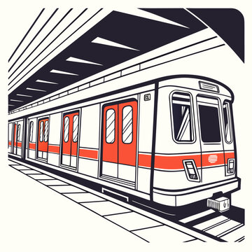 Modern metro train at station