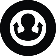 Silhouette of person inside circle with rotating arrows illustration vector