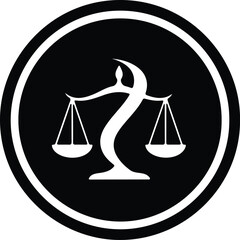 Silhouette of scales of justice inside a circle illustration vector