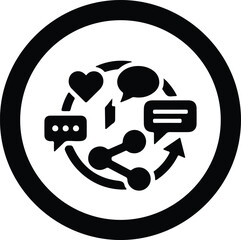 Silhouette social media icons network communication vector illustration