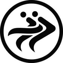 Silhouette two figures moving together in abstract circular motion illustration vector