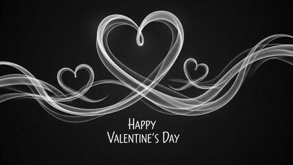 Happy Valentine&rsquo;s Day Smoke Heart Background - Romantic Ethereal Ribbon Art