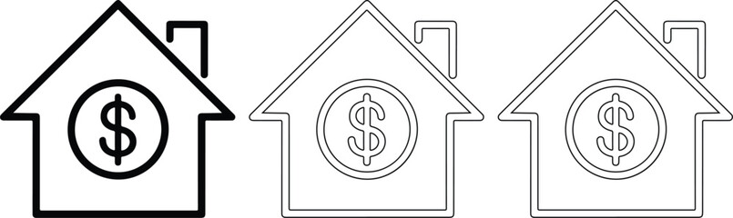Obraz premium House with Dollar Sign Icon Set for Financial and Real Estate Concepts