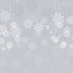 Icy Snowflake Crystal Winter Frame with Frost Texture and Transparent Snowflake Border for Holiday and Christmas Design