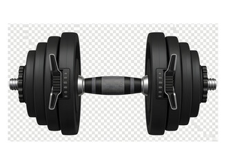 Adjustable dumbbell weight isolated on transparent background
