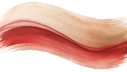 Fototapeta premium Abstract Watercolor Waves With Red Brown And White Colors In Horizontal Orientation And Soft Brush Strokes With Grunge Texture