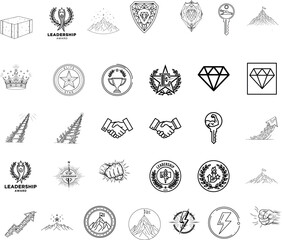 Leadership award badge with laurel wreath and star vector illustration flat design