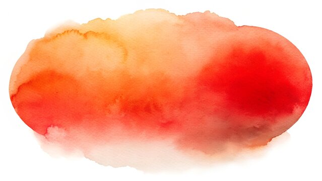 Vibrant Red Orange Watercolor Splash Abstract Shape Blob on White Background