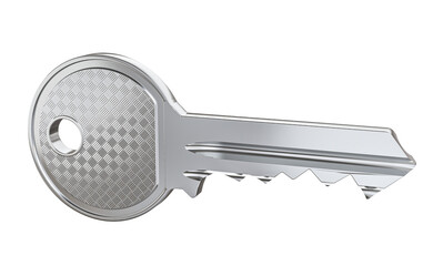 3d Silver metal key isolated background