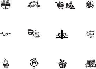 Growth and success concept with shopping cart arrows and plant vector illustration