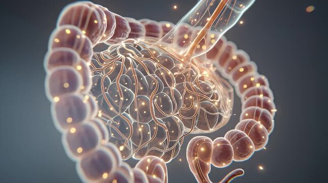 Medical Educational Animation of the Human Digestive System with Food Path Visualization