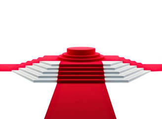 Red carpet podium stairs isolated on transparent background