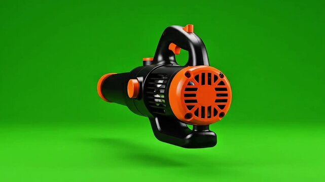 Action Shot of Leaf Blower, Garden Equipment, Outdoor Area, Product Photography, Clean Environment, Close-Up View