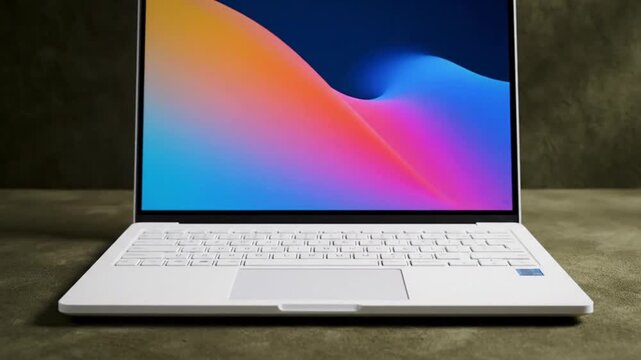 White laptop on wooden desk shown in three frames.