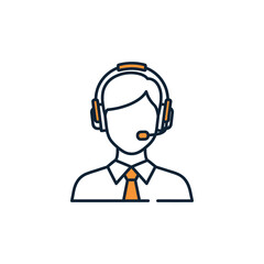 Fototapeta premium An illustration depicts a businessperson wearing a headset and tie.