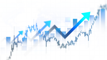 Transparent stock market investment trading graph growth.Investment finance chart,stock market business and exchange financial growth graph.	

