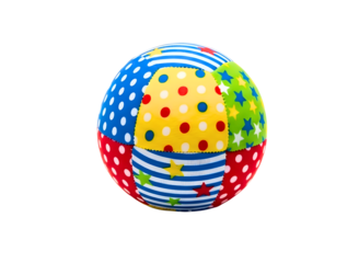 Colorful soft baby toy ball isolated on transparent background