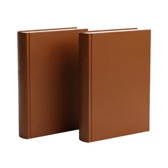 Two brown books isolated on transparent background