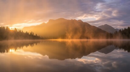 Fototapeta premium sunrise over the lake