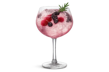Pink frozen cocktail with berries and rosemary