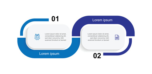 Design template infographic element with 2 step or option. Vector template business information or presentation with paper style and icons.