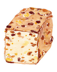 Watercolor Fruitcake Illustration - Traditional Holiday Dessert
