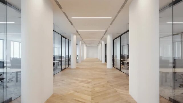 Cinematic Office Hallway Walkthrough 4K Video