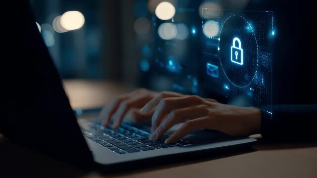 Medium shot showing a professional using secure cloud platforms to safely store and manage sensitive tax information remotely.