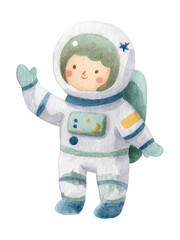 Cute Astronaut Girl Watercolor Illustration for Kids