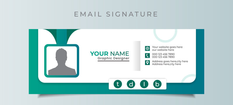 Minimal style email signature design card template in horizontal.