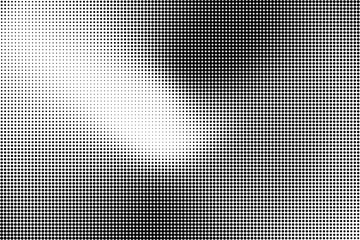 Halftone gradient field, smooth light fade across dense dot matrix texture in monochrome tones. Clean abstract background suitable for print, editorial design, posters and minimalistic graphic project