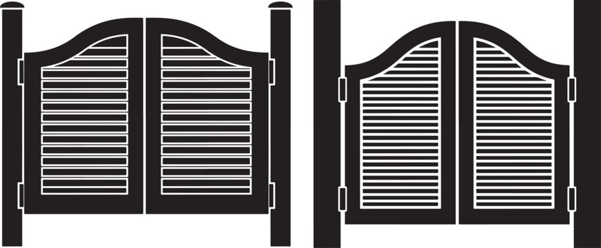 Silhouette saloon doors wooden swing doors icon