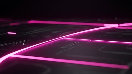 Abstract glowing pink lines creating a futuristic network grid on a dark background